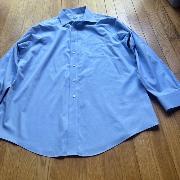 Brooks Brothers Size 17 34 Blue Regent Non Iron Supima Cotton Button Up Shirt - Picture 5 of 12